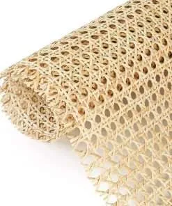 14 Width x 3.3 Feet Cane Rattan Webbing Roll for Caning Projects, Cane Webbing Sheet, Natural Pre-Woven Open Mesh Cane for Furniture Chair Cabinet Ceiling Bed Door