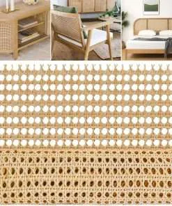 18 Width Rattan Pressed Cane Webbing Sheet for Caning Projects, 3.3FT Natural Rattan Material Roll Net Woven Open Mesh Cane, Suitable for Caning Material