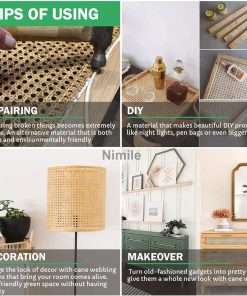 Nimile Cane Webbing Roll 17.5''W x 4Ft, Natural Rattan Webbing for DIY Home Decor Caning Projects, Woven Open Mesh Cane for Furniture, Chair, Cabinet 5