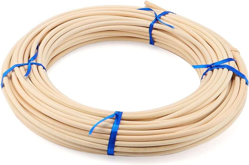 2 Roll Total 131 Feet x 3-16 Inch Groove Chair Caning, Round Reed Spline Cane Webbing for Weaving, Chair Caning Supplies Wicker Repair Kit for DIY Craft - 5