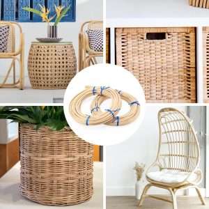 2 Roll Total 131 Feet x 3-16 Inch Groove Chair Caning, Round Reed Spline Cane Webbing for Weaving, Chair Caning Supplies Wicker Repair Kit for DIY Craft - 7