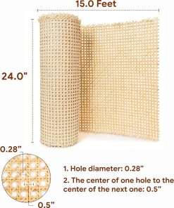 24- Width Rattan Cane Webbing Rattan Cane Webbing Roll 15 Feet Hexagon Weave Mesh 1-2 Inch Pre-Woven Cane Net Open Weave Wicker Cane Webbing Rattan Sheets Natural Material - 3