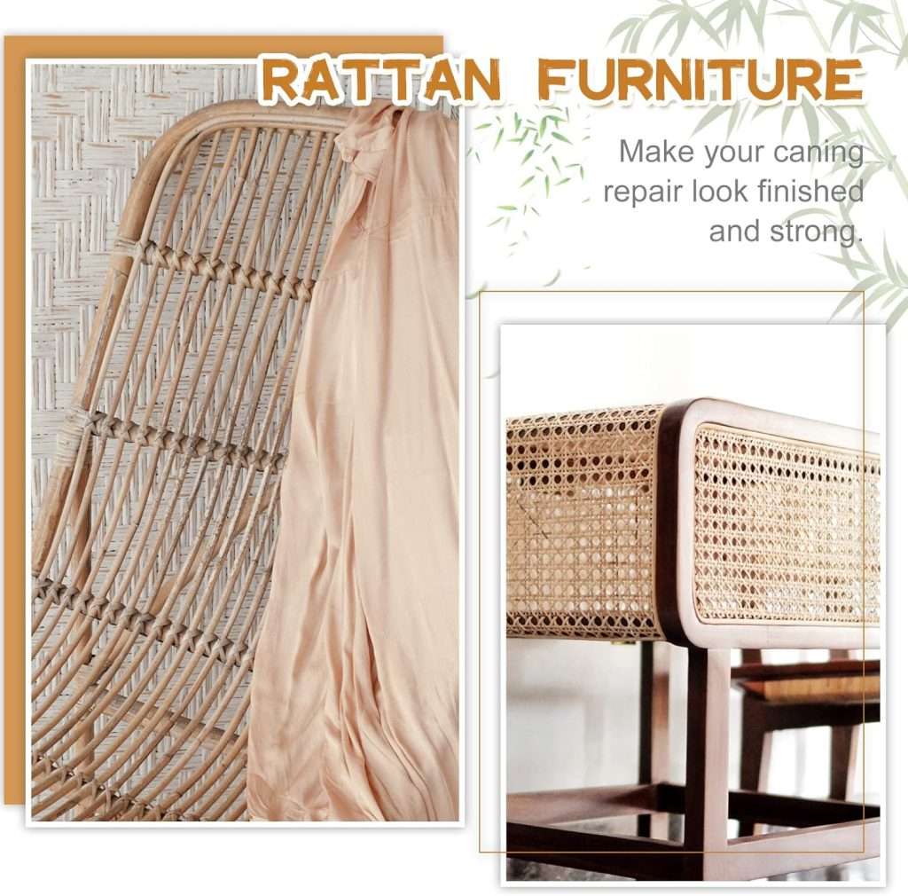 3 Pcs 6 ft Chair Caning Supplies 1-8 3-16 1-4 Round Reed Spline Rattan Repair Kit Supplies Basket Weaving Cane for DIY Chair Cane Webbing - 4