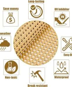 Plastic Rattan Webbing Roll, 16 Inch x 20 Inch, Handwoven Synthetic Poly Rattan, Faux Cane Mesh-Open Weave, Hexagonal Pattern, for DIY Home Decor Projects incl. - 4