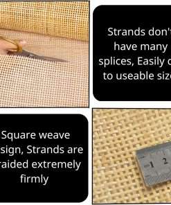 18 Width Natural Rattan Cane Square Webbing - 18 W x 7 ft L - Rattan Radio Weave, Cane Webbing Roll for Caning Projects, Chair, Cabinets, Celing, Rattan Sheets, Woven Open Mesh Cane - 5
