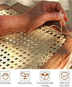 Milkary Natural Rattan Cane Webbing, 14 Widthx4.9Feet Width Cane Webbing for DIY Home Decor Woven Cane Roll for Furniture, Chair, Cabinet, Ceiling, Basket - 3