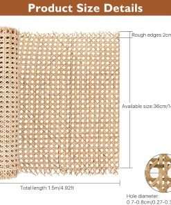 Milkary Natural Rattan Cane Webbing, 14 Widthx4.9Feet Width Cane Webbing for DIY Home Decor Woven Cane Roll for Furniture, Chair, Cabinet, Ceiling, Basket - 5