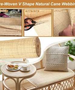 24 Width Closed Weave Cane Webbing Natural Wicker Material,Handwoven Rattan Fabric Roll V Shape Cane Mesh Net, 3.3-5-10 Feet Length Cane Webbing Sheet For Rattan Wall Sconce Dresser - 2