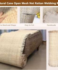 Natural Rattan Cane Webbing Roll Weave Wicker Material, V Shape Rattan Fabric Chair Repair Webbing Sheet,Handmade Open Mesh Net Cane Webbing Roll,Pole Wrap Rattan Woven Cane Roll - 2