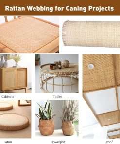 Natural Rattan Cane Webbing Roll Weave Wicker Material, V Shape Rattan Fabric Chair Repair Webbing Sheet,Handmade Open Mesh Net Cane Webbing Roll,Pole Wrap Rattan Woven Cane Roll - 4