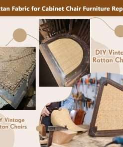 Natural Rattan Cane Webbing Roll Weave Wicker Material, V Shape Rattan Fabric Chair Repair Webbing Sheet,Handmade Open Mesh Net Cane Webbing Roll,Pole Wrap Rattan Woven Cane Roll - 5