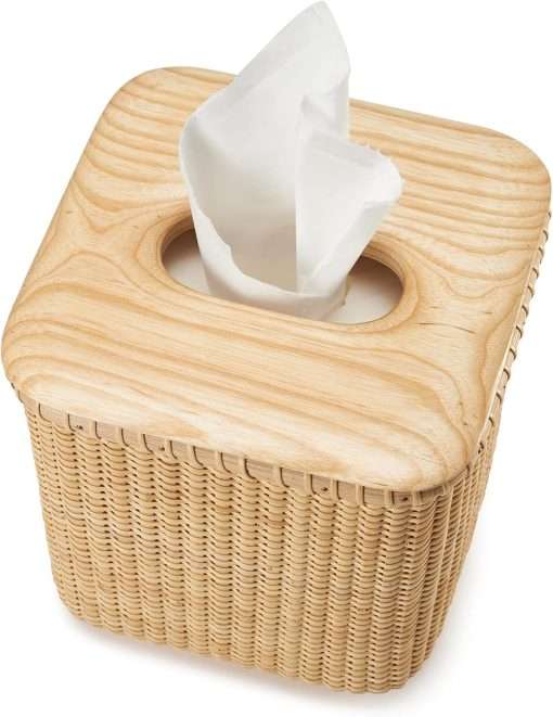 Teng Jin Nantucket Desk Baskets Cane-on-cane weave Tissue Holders for Bathrooms Oblong Tissue - 3
