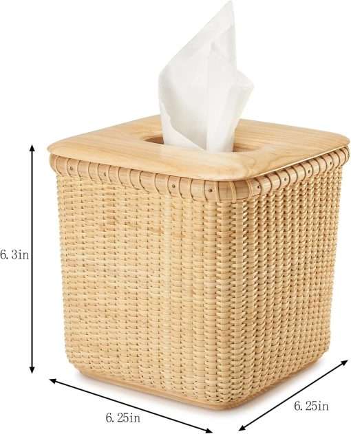 Teng Jin Nantucket Desk Baskets Cane-on-cane weave Tissue Holders for Bathrooms Oblong Tissue - 5