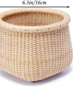 Teng Jin Nantucket Handicraft Basket Desktop storage and organization Cane-on-cane weave Square bottom round mouth storage Nautical Folk Art of the 19th Century - 2