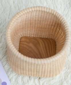 Teng Jin Nantucket Handicraft Basket Desktop storage and organization Cane-on-cane weave Square bottom round mouth storage Nautical Folk Art of the 19th Century - 3