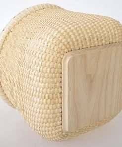 Teng Jin Nantucket Handicraft Basket Desktop storage and organization Cane-on-cane weave Square bottom round mouth storage Nautical Folk Art of the 19th Century - 4