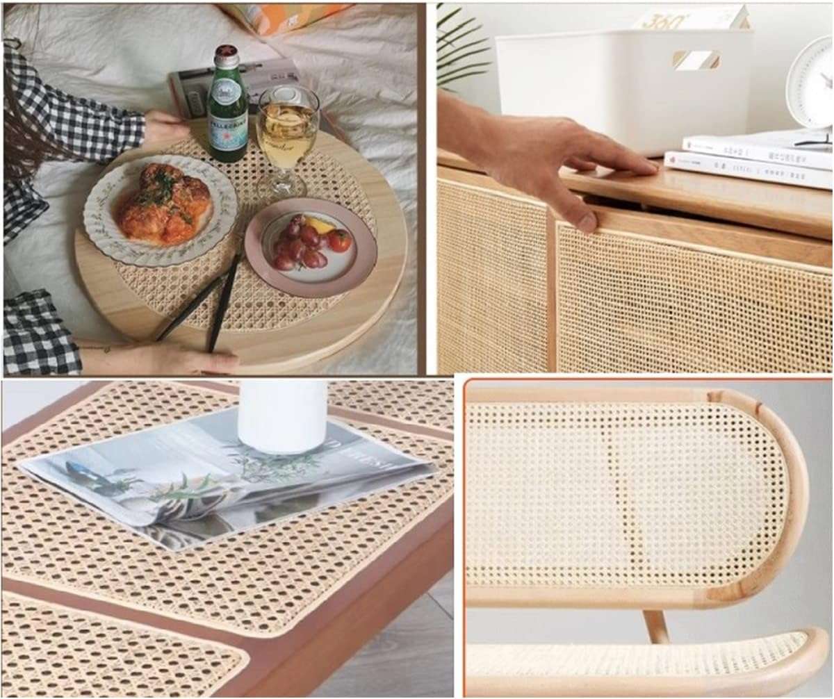 homeemoh Rattan Cane Webbing Roll Plastic 40cm×100cm Mesh