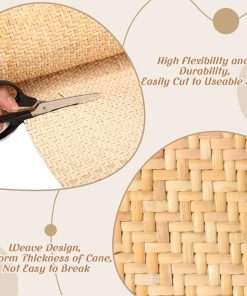 14 Width x 4.92 Ft Natural Cane Webbing V Shape Brown Cane Webbing Roll Rattan Material Mesh Rattan Roll Caning Supplies for Caning Projects Furniture Chair Cabinet Ceiling Basket - 2