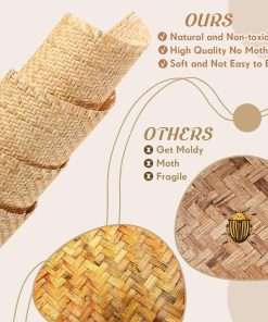 14 Width x 4.92 Ft Natural Cane Webbing V Shape Brown Cane Webbing Roll Rattan Material Mesh Rattan Roll Caning Supplies for Caning Projects Furniture Chair Cabinet Ceiling Basket - 3