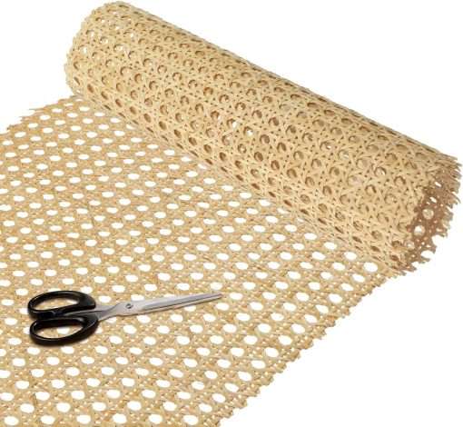 18 Inches Width Rattan Cane Webbing Roll Caning Material Weave Rattan Fabric Furniture for Caning Projects Pre Woven Open Mesh Cane for Cabinet Bed Chair Repair - 1