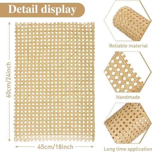 18 Inches Width Rattan Cane Webbing Roll Caning Material Weave Rattan Fabric Furniture for Caning Projects Pre Woven Open Mesh Cane for Cabinet Bed Chair Repair - 3