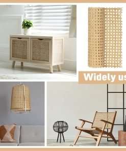 18 Inches Width Rattan Cane Webbing Roll Caning Material Weave Rattan Fabric Furniture for Caning Projects Pre Woven Open Mesh Cane for Cabinet Bed Chair Repair - 4
