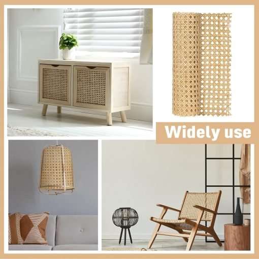 18 Inches Width Rattan Cane Webbing Roll Caning Material Weave Rattan Fabric Furniture for Caning Projects Pre Woven Open Mesh Cane for Cabinet Bed Chair Repair - 4