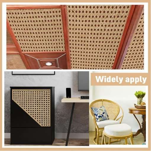 18 Inches Width Rattan Cane Webbing Roll Caning Material Weave Rattan Fabric Furniture for Caning Projects Pre Woven Open Mesh Cane for Cabinet Bed Chair Repair - 6