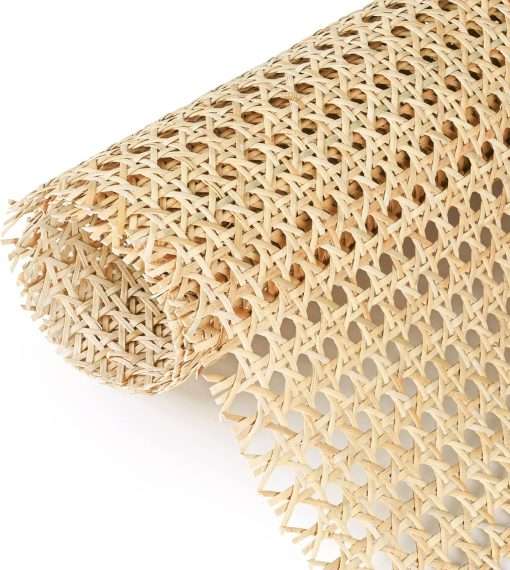 18 Width x 3.3 Feet Cane Rattan Webbing Roll for Caning Projects, Cane Webbing Sheet, Natural Pre-Woven Open Mesh Cane for Furniture Chair Cabinet Ceiling Bed Door - 1