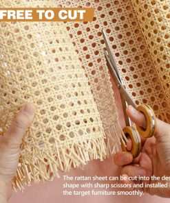 18 Width x 3.3 Feet Cane Rattan Webbing Roll for Caning Projects, Cane Webbing Sheet, Natural Pre-Woven Open Mesh Cane for Furniture Chair Cabinet Ceiling Bed Door - 3