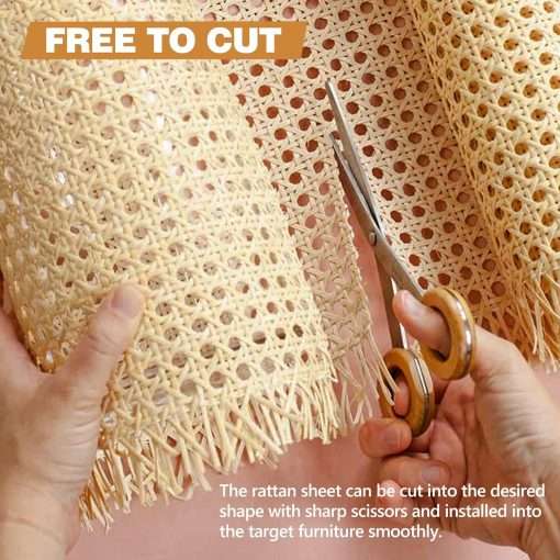 18 Width x 3.3 Feet Cane Rattan Webbing Roll for Caning Projects, Cane Webbing Sheet, Natural Pre-Woven Open Mesh Cane for Furniture Chair Cabinet Ceiling Bed Door - 3
