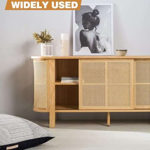 18 Width x 3.3 Feet Cane Rattan Webbing Roll for Caning Projects, Cane Webbing Sheet, Natural Pre-Woven Open Mesh Cane for Furniture Chair Cabinet Ceiling Bed Door - 4