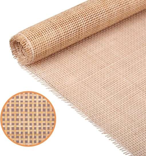 24 Width Natural Square Cane Webbing 5Feet, Rattan Webbing Roll for Caning Projects, Woven Open Mesh Cane for Furniture, Chair, Cabinet, Ceiling, Bed - 1