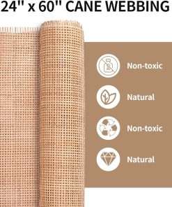 24 Width Natural Square Cane Webbing 5Feet, Rattan Webbing Roll for Caning Projects, Woven Open Mesh Cane for Furniture, Chair, Cabinet, Ceiling, Bed - 2