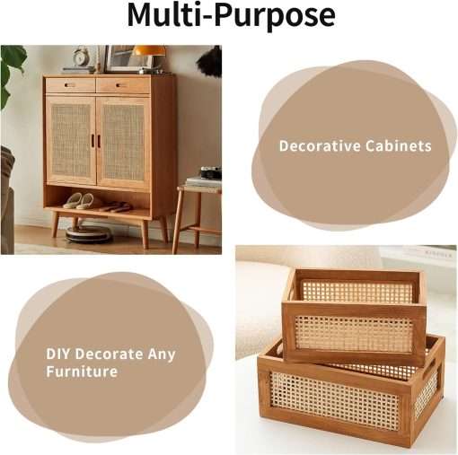 24 Width Natural Square Cane Webbing 5Feet, Rattan Webbing Roll for Caning Projects, Woven Open Mesh Cane for Furniture, Chair, Cabinet, Ceiling, Bed - 4