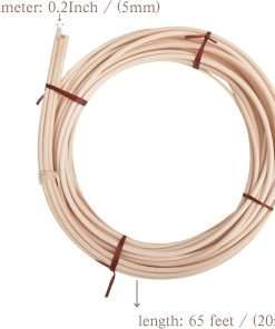 JUEGD Round Reed Spline 0.2 Inch 65ft 0.55 lb,2 Pack Cane for Weaving Chairs, Baskets, and Making Wicker Furniture. - 3