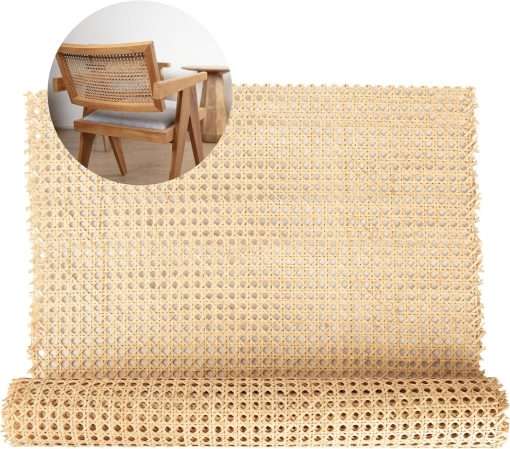Rattan Cane Webbing Roll 24 Inch Width x 72 Inch Length, Open Weave Wicker Webbing for DIY Home Projects and Furniture, Natural Rattan Caning Material for Chairs and Cabinets - 1