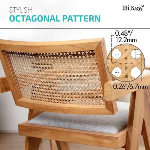 Rattan Cane Webbing Roll 24 Inch Width x 72 Inch Length, Open Weave Wicker Webbing for DIY Home Projects and Furniture, Natural Rattan Caning Material for Chairs and Cabinets - 2