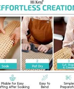 Rattan Cane Webbing Roll 24 Inch Width x 72 Inch Length, Open Weave Wicker Webbing for DIY Home Projects and Furniture, Natural Rattan Caning Material for Chairs and Cabinets - 3