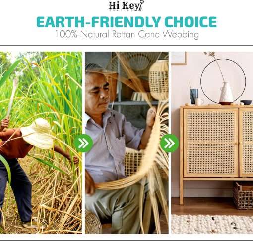 Rattan Cane Webbing Roll 24 Inch Width x 72 Inch Length, Open Weave Wicker Webbing for DIY Home Projects and Furniture, Natural Rattan Caning Material for Chairs and Cabinets - 4