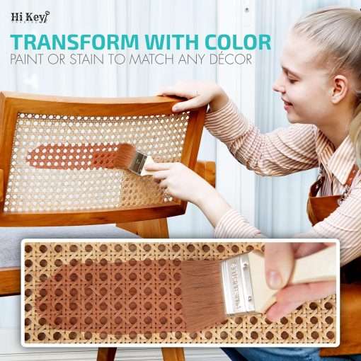 Rattan Cane Webbing Roll 24 Inch Width x 72 Inch Length, Open Weave Wicker Webbing for DIY Home Projects and Furniture, Natural Rattan Caning Material for Chairs and Cabinets - 5