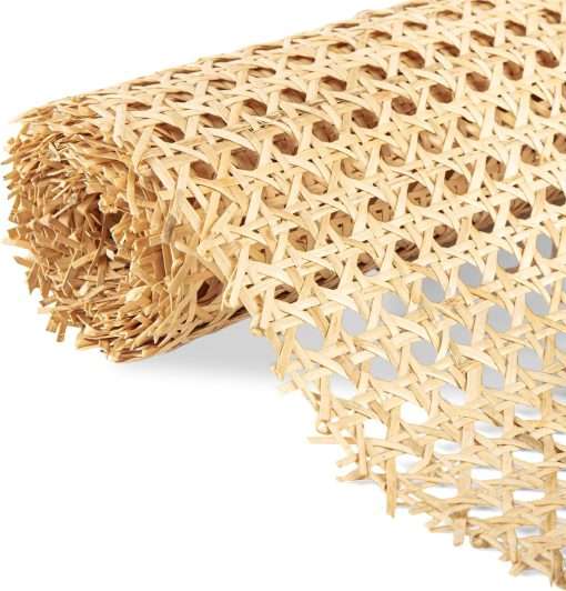 Rattan Cane Webbing Roll 24 Inch Width x 72 Inch Length, Open Weave Wicker Webbing for DIY Home Projects and Furniture, Natural Rattan Caning Material for Chairs and Cabinets - 7
