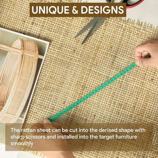 24 Width Square Rattan Cane Webbing Roll 12 Feet for Caning Projects Rattan Woven Roll Wardrobe Shoe Square Mesh Material for Cabinet & Door (12 Feet) - 3