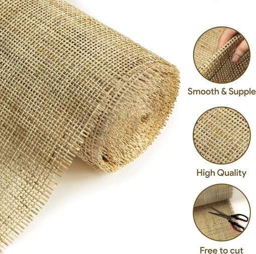 24 Width Square Rattan Cane Webbing Roll 12 Feet for Caning Projects Rattan Woven Roll Wardrobe Shoe Square Mesh Material for Cabinet & Door (12 Feet) - 4