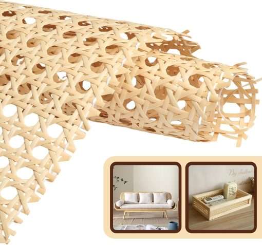 Eunice Cane Rattan Webbing Roll, 16 Wx80 L, Natural Rattan Material, Hexagonal Pattern, Weave Rattan Sheets for DIY Furniture Chairs, Cabinets，Beds Rattan - 1