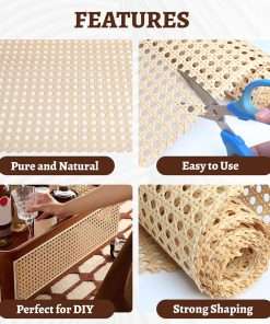 Eunice Cane Rattan Webbing Roll, 16 Wx80 L, Natural Rattan Material, Hexagonal Pattern, Weave Rattan Sheets for DIY Furniture Chairs, Cabinets，Beds Rattan - 3