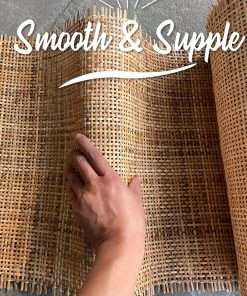MINHKUST 18 Width Natural Brown Square Rattan Cane Webbing Roll 3 Feet Length for Caning Projects - Pre-Woven Radio Mesh Cane Webbing Sheet for Furniture, Chair, Table, Ceiling - 2