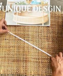 MINHKUST 18 Width Natural Brown Square Rattan Cane Webbing Roll 3 Feet Length for Caning Projects - Pre-Woven Radio Mesh Cane Webbing Sheet for Furniture, Chair, Table, Ceiling - 3