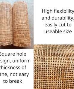 MINHKUST 18 Width Natural Brown Square Rattan Cane Webbing Roll 3 Feet Length for Caning Projects - Pre-Woven Radio Mesh Cane Webbing Sheet for Furniture, Chair, Table, Ceiling - 4