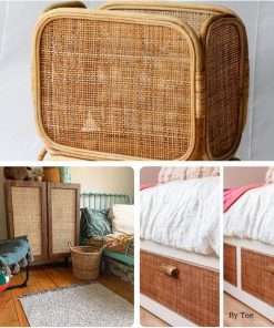 MINHKUST 18 Width Natural Brown Square Rattan Cane Webbing Roll 3 Feet Length for Caning Projects - Pre-Woven Radio Mesh Cane Webbing Sheet for Furniture, Chair, Table, Ceiling - 5